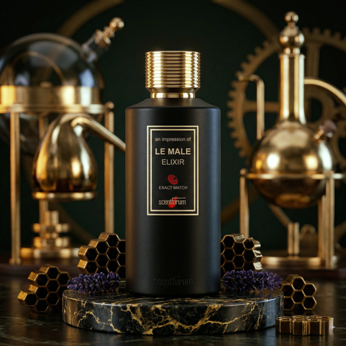 Le Male elixir by jean paul gaultier gold bottle men's fragrance